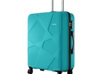 Safari Pentagon Pro 8 Wheels Spinner Checkin Trolley Bag, Hard Case Polypropylene 360º Wheeling Luggage for Men & Women, Suitcase Bag for Travel, Cyan, 65 cm, Medium Size