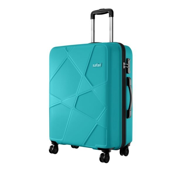 Safari Pentagon Pro 8 Wheels Spinner Checkin Trolley Bag, Hard Case Polypropylene 360ΒΊ Wheeling Luggage for Men & Women, Suitcase Bag for Travel, Cyan, 65 cm, Medium Size