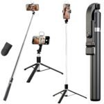Sakit® K9 Selfie Stick Tripod With Light, 67 inch /170CM Reinforced Tripod for Mobile Phone, Multi-Functional Bluetooth Long Selfie Stick for Travel,Vlogging,Compatible with iPhone and All Smartphones