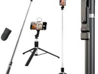 Sakit® K9 Selfie Stick Tripod With Light, 67 inch /170CM Reinforced Tripod for Mobile Phone, Multi-Functional Bluetooth Long Selfie Stick for Travel,Vlogging,Compatible with iPhone and All Smartphones
