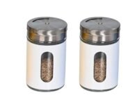 Salt and Pepper Jar Set for Dining Table, Salt & Pepper Container/Shakers for Kitchen, Spice Jars(Off White, Set of 2)