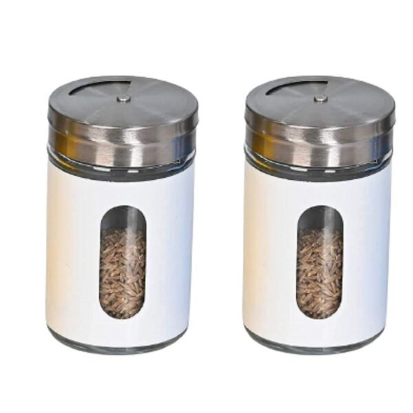 Salt and Pepper Jar Set for Dining Table, Salt & Pepper Container/Shakers for Kitchen, Spice Jars(Off White, Set of 2)