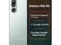 Samsung Galaxy M36 5G Mobile (Serene Green, 8GB RAM, 128GB Storage) | Google Gemini| Gorilla Glass Victus+ | 7.7mm | AI Enhanced 50MP OIS Triple Camera| Nightography| Lag-free Gaming | Without Charger