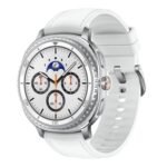 Samsung Galaxy Watch8 Classic (46mm Bluetooth, White) with 3nm Processor | Dual GPS | Sapphire Glass & Stainless Steel | 5ATM & IP68 | BP, ECG, IHRN & Vascular Load Monitoring | Anti-oxidant Index