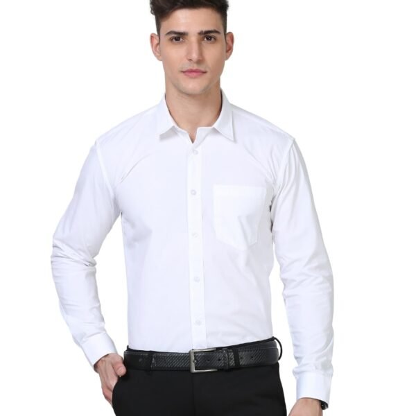 Scott International Men's Formal Shirt | Full Sleeve Wrinkle Resistant Cotton Blend | Spread Collar Regular Fit | Office, Business & Casual Wear | Solid Plain