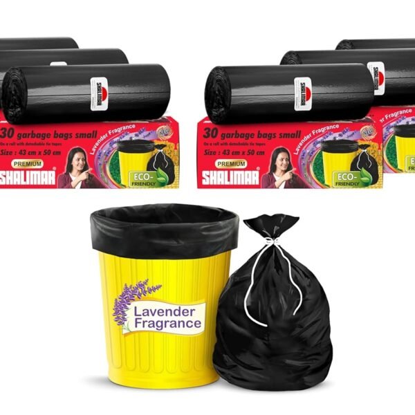Shalimar Premium (Lavender Fragrance) Scented Garbage Bags | Small 17 X 19 Inches | 180 Bags (30 Bags X 6 Rolls) | Dustbin Bag/Trash Bag | (Black) - Perforated Box for Easy Dispensing