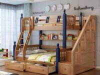 Solid Sheesham Wood Bunk Bed with Storage | Dual-Tone Full Size Wooden Bed with Stairs and Drawers | Ideal for Kids, Teens and Adults (Brown Finish)