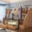 Solid Sheesham Wood Bunk Bed with Storage | Dual-Tone Full Size Wooden Bed with Stairs and Drawers | Ideal for Kids, Teens and Adults (Brown Finish)