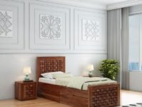 Solid Sheesham Wood Niwar Single Size Bed with Drawer Storage Wooden Single Bed Furniture Palang for Bedroom Living Room Home (Honey Finish) | Sheesham Wood