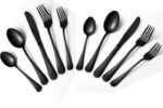 Spoon Set for Dining Table | Durable Material Tableware Set | Comfortable Grip Kitchen Utensils Set | Balanced Weight Spoon Fork & Knife Set | Long-Lasting [ Black ] Serving Set [ 10 Pcs ]