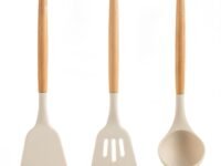 Star Work Silicon Spatula for Kitchen | Non-Stick | Cooking Spatulas with Wooden Handle | Turner Serving Cooking Spoon | Combs for Omlet Egg Dosa chapati Sambar