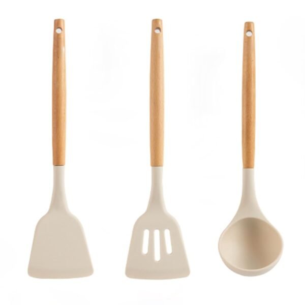 Star Work Silicon Spatula for Kitchen | Non-Stick | Cooking Spatulas with Wooden Handle | Turner Serving Cooking Spoon | Combs for Omlet Egg Dosa chapati Sambar