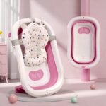 StarAndDaisy Bath Tub for Baby 0-5 Years/Foldable Bath tub for Kids with Cushion, Space Saving Design, Newborn Baby Folding Bathing Tub Girls & Boys, Easy to Store- Pink