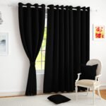 Story@Home 100% True Blackout Solid Semi Long Door Curtains 8 Feet Set of 2 | Room Darkening | Thermal Insulated Curtains for Living Room | (116 x 242 cm, Black)
