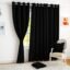 Story@Home 100% True Blackout Solid Semi Long Door Curtains 8 Feet Set of 2 | Room Darkening | Thermal Insulated Curtains for Living Room | (116 x 242 cm, Black)