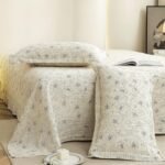 Story@Home King Size Bedsheet | Cloud Cotton Flatsheet King Size with Two Pillow Covers | Super Soft Bed Sheet for King Size Bed | Floral Design (270 x 250 cm, Off White & Grey)