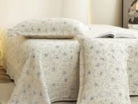 Story@Home King Size Bedsheet | Cloud Cotton Flatsheet King Size with Two Pillow Covers | Super Soft Bed Sheet for King Size Bed | Floral Design (270 x 250 cm, Off White & Grey)