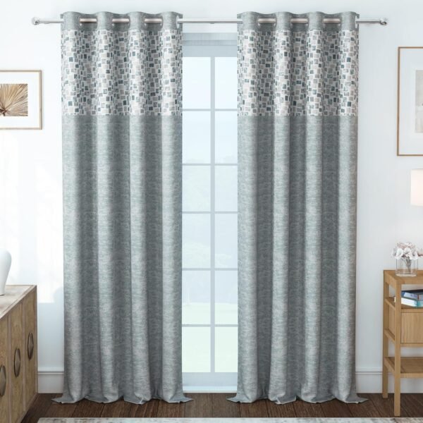 Story@Home Window Curtains 5 Feet Long Set of 1 | Geometric Printed | Medium Room Darkening Curtain | Curtains for Living Room | (118 x 152 cm, Blue & Grey) | Perfect for Home Decor
