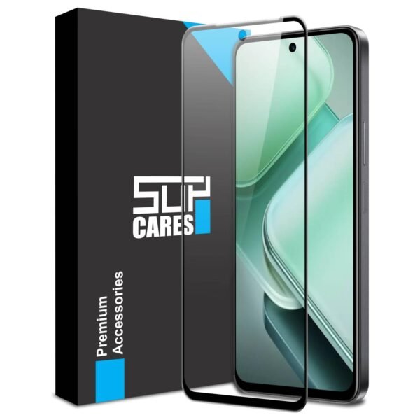 SupCares Tempered Glass for iQOO Z9X and Vivo T3X (6.72 Inch) With Installation Kit | 9H Edge to Edge Screen Protector | Black