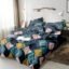 THE HOME STYLE Supersoft Glace Cotton Elastic Fitted All Around King Size Printed Double Bedsheet With 2 Pillow Cover&King Size Comforter/Duvet/Blanket(72"X78" + Comforter,French Blue),350 TC