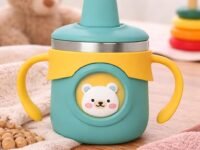 THE LITTLE LOOKERS Stainless Steel Sipper Bottle 260ml | 316 Grade SS | BPA Free | Suitable for Hot & Cold | Travelling Bottle for Kids & Toddler | Training Sippy Cup with Straw/Spout (Green)