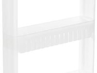 TORIOX Multi Layer Space Saving Storage Organizer Slim Rack Shelf with Wheels Bottle Rack Trolley Slim Storage Cart Ideal for Dining, Kitchen, Bathroom White (Make in India) (Model B - 3 Tier)
