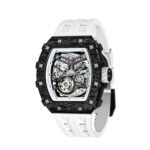 TSAR BOMBA Men's Automatic Watch Tonneau Luxury Skeleton Watches for Men Mechanical 50M Waterproof Analogue Watches Mens Unique Cool Silver Square Big Face Dial Wristwatch with Silicone Strap Band