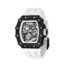 TSAR BOMBA Men's Automatic Watch Tonneau Luxury Skeleton Watches for Men Mechanical 50M Waterproof Analogue Watches Mens Unique Cool Silver Square Big Face Dial Wristwatch with Silicone Strap Band