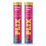 The Plant Fix Plix Glutathione Effervescent Tablets for Clear, Glowing & Youthful Skin | 500mg Glutathione, Vit E & Hyaluronic Acid | No Maltodextrin, No Sugar | Pack of 2 (30 tabs) | Strawberry