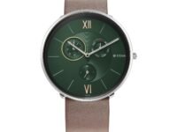 Titan Slim Quartz Multifunction Teal Dial Brown Leather Strap Watch for Men - NT1877SL01