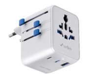 URBN 20W GaN Universal Adapter | Charge 4 Devices Simultaneously | 2500W Universal Socket | Dual USB-C + USB-A | Smart Travel Multi Plug | Global Compatibility | 6-Layer Safety Protection