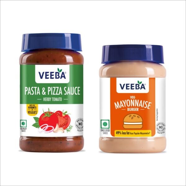 VEEBA Pasta-Pizza Sauce,525g & Burger Mayonnaise Pet Bottle,250g, 2 Count (Pack of 1)