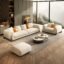 Velvet Contemperory Sofa with Cushion Chaise Lounge Sectional Sofa Perfect for Living Room & Bedroom Guests Home & Office (3+1+1 Boucle Teddy Fabric Sofa, 5 Seater)