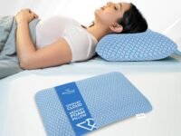 WELLGIVER Ergonomic Memory Foam Pillow for Neck Pain | 2 Years Warranty | 21 x 14 x 4.5 Inch | Orthopedic Pillow for Side Sleeping | Removable Washable Jacquard Blue Cover | Pack of 1