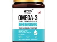 WOW Life Science Omega-3 Fish Oil 1300 mg Triple Strength - 550mg EPA & 350mg DHA for Joints, Heart & Brain Health - 180 Capsules