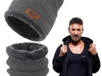 Wearslim® Warm Knit Hats, Skull Cap with Neck Warmer Winter Wear Beanie Hats Scarf Set for Men and Women