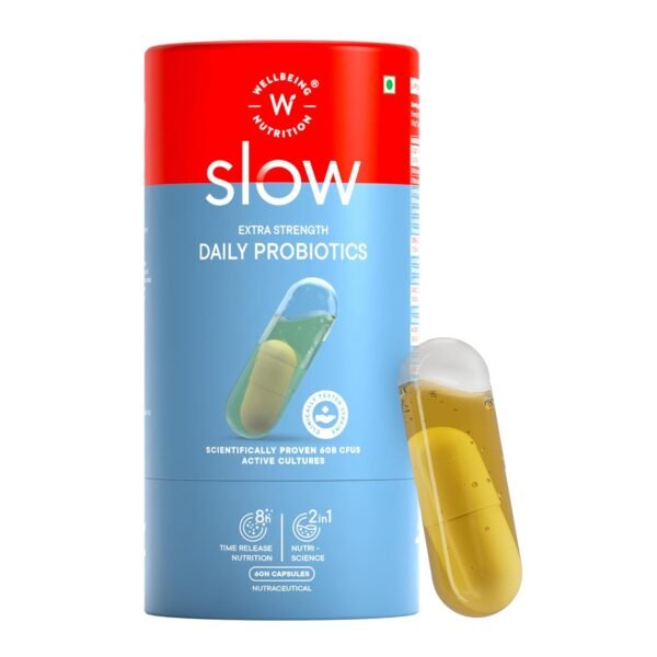 Wellbeing Nutrition Daily Probiotics Gut Health Supplement, 60 Billion CFU, 15+ Clinically Proven Strains in Flaxseed Oil | For Bloating, Gas, Indigestion, IBS, IBD, Gut Health, 60 Veg Capsules