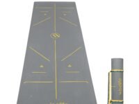WiseLife TRUE Body Alignment Yoga Mat + Sleek Yoga Strap for Men and Women | Non-Slip Textured Extra Wide & Thick | Pro Balance Eco-TPE Exercise Mat For Home, Pilates, Gym & Fitness (6mm, Grey)