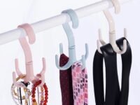 Wolpin 3-Piece 360° Rotating Clothes Hanger Set | Multi-Purpose Wardrobe Hooks for Bags, Scarves, Coats & Clothes (Plastic)