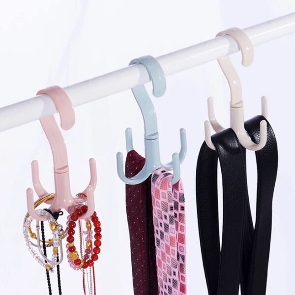 Wolpin 3-Piece 360° Rotating Clothes Hanger Set | Multi-Purpose Wardrobe Hooks for Bags, Scarves, Coats & Clothes (Plastic)
