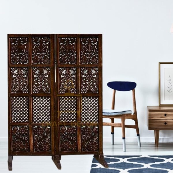 Wooden Room Partition for Living Room, Wood Screen Separator and Wooden Room Dividers, Studio Wall Panel 5 Feet with Stands for Living Room/Bedroom/Office/Restaurant/(Brown) (2 Panels)