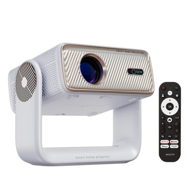Wzatco Yuva Horizon, Google TV Official, Native 1080P Projector 4k Ultra HD, 1500 ANSI Ultra Bright, Fully Automatic, Sealed Engine, Smart Mini Theater for Room, Home Cinema, White