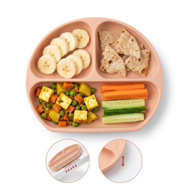 a baby cherry - Suction Plates for Baby & Toddler | Silicone Plates for Babies | BPA Free | Divided Plate for Kids Self Feeding 6M ~24 M