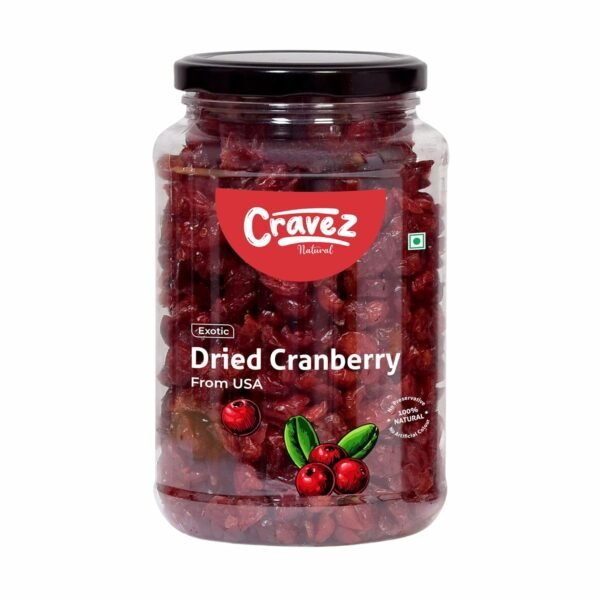 cravez Premium Cranberry - 500 Gram|High Antioxidants, Dietary Fiber & No Gluten, Antioxidant Rich|Immunity Booster & Healthy Snack|Sweet Berries|Diwali Dry Fruit Gift Box For Family And Friends