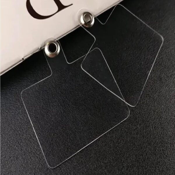 morel PHONE TETHER PATCH UNIVERSAL PHONE TETHER PLASTIC STYLISH PHONE TETHER TAB WITH METAL RING COMPATIBLE CELLPHONE PAD TRANSPARENT