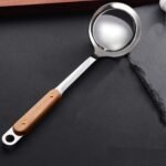 store Stainless Steel Long Pot Soup Spoon Ladle with Wooden Handle for Hotel ,Kitchen, Restaurant