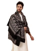 tweedle Men’s Ethnic Barfi Design Shawl/Stole, Soft, Reversible Wrap for Gents (40 x 80 Inches)