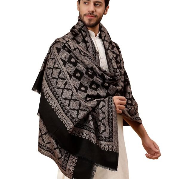 tweedle Men’s Ethnic Barfi Design Shawl/Stole, Soft, Reversible Wrap for Gents (40 x 80 Inches)
