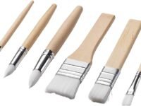 worison Wood Round And Flat Synthetic Paintbrush Set Of 6Pc For Acrylic,Watercolor,Canvas Painting