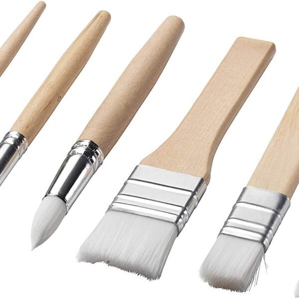 worison Wood Round And Flat Synthetic Paintbrush Set Of 6Pc For Acrylic,Watercolor,Canvas Painting